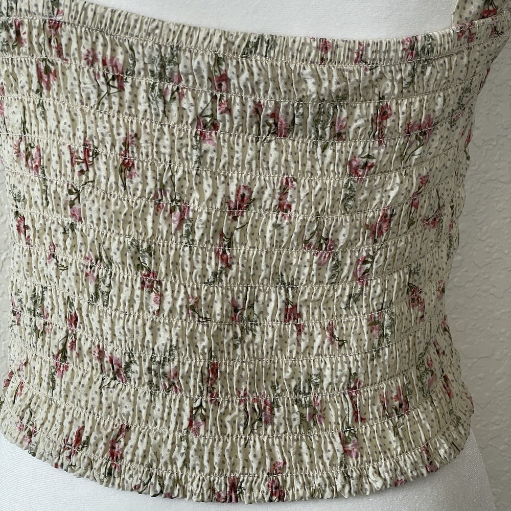 Sienna Sky 90's Floral Halter Crop Top Womens M Smocked Coquette Cottagecore - Picture 5 of 11